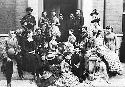 Dunbar (top left) and his Central High School classmates, with Orville Wright (third from Dunbar in back row center), circa 1890. 