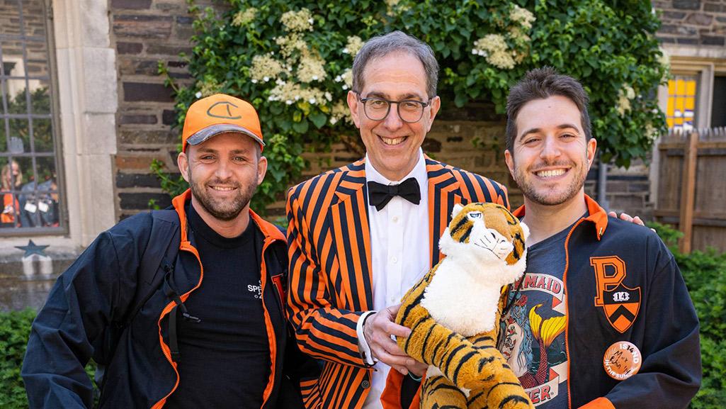 University President Christopher L. Eisgruber (center), a member of the Class of 1983, celebrated his 40th Reunions this year, while also making the rounds to greet returning alumni. 