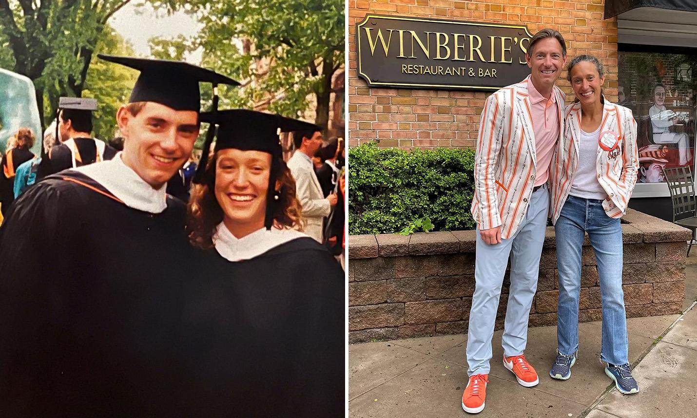 Chris and Angie Long at commencement and at Winberie's