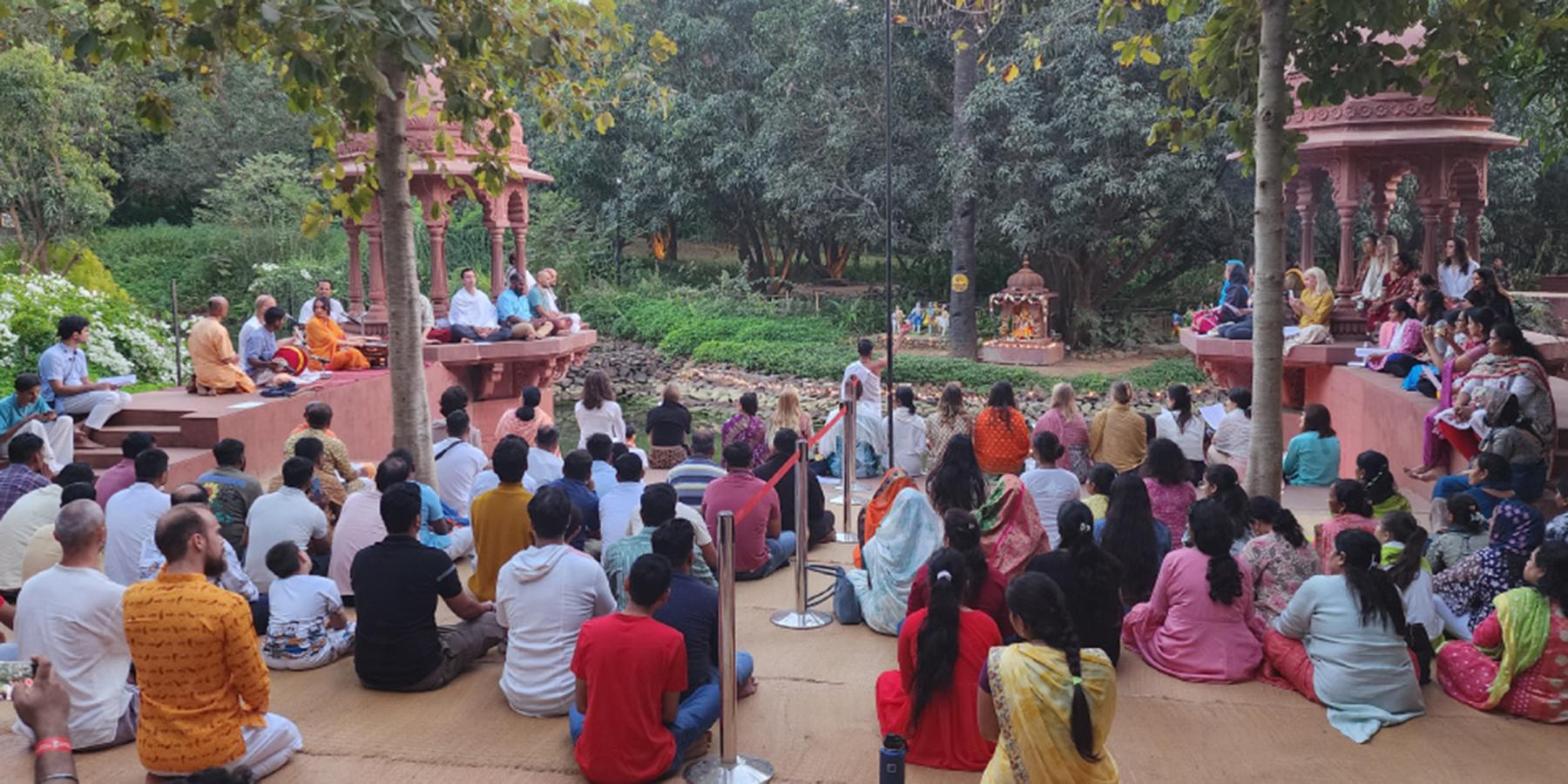 People sitting outside in India